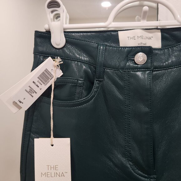 NWT Wilfred Melina Vegan Leather Pant - Sz 0 Short - Aventurine Green - Picture 2 of 5